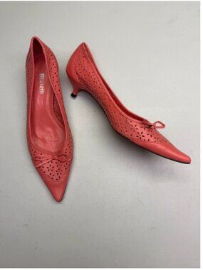 Minelli Vintage Flame Leather Kitten Heel Pumps Bow EU 41 Fall Sale